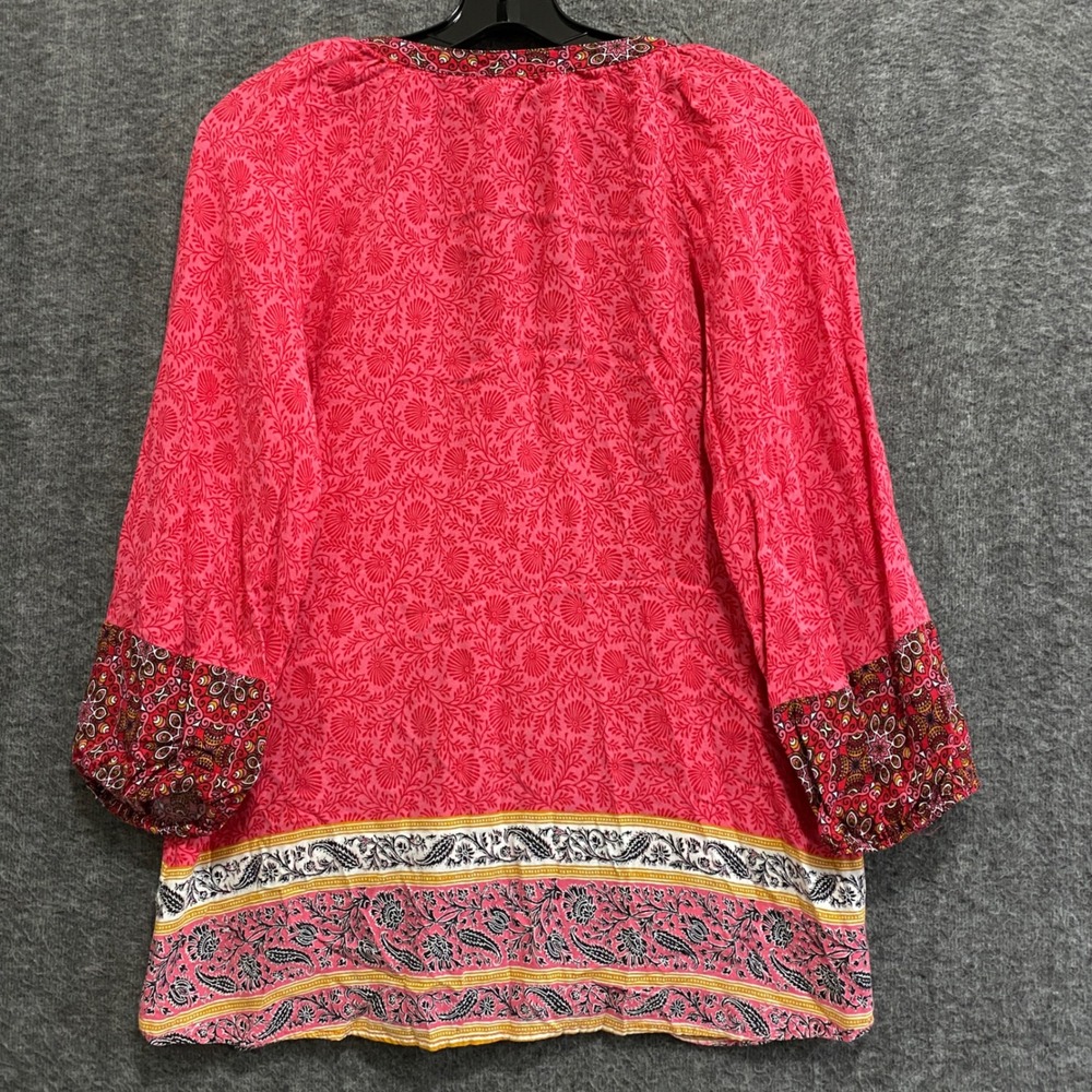 Figueroa & Flower Top Womens Large Pink Floral Boho Peasant Cottagecore Festival - Picture 5 of 9
